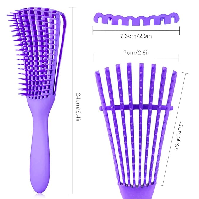 Detangling Hair Brush for Afro America/African Hair Textured 3a to 4c, Knots Detangler Scalp Massage Comb for Women (3 pcs, Purple)