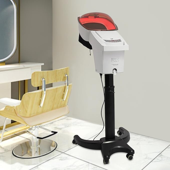 Hair Steamer, 7 Light Professional Salon Hair Steamer Machine 700W Height Adjust Ozone Household Hair Care Oil Treatment Dyeing Machine for Salons, Barbershops (White)