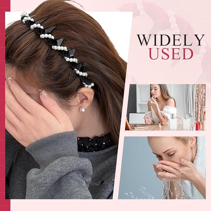 Vintage High Cranium Artificial Pearl Hairband, New Elegant Braided Pearls Headbands with Teeth for Women, Anti-slip Decorative Hair Bands Fashion Hair Accessories Gifts (3Pcs, One Size)