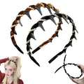 Vintage High Cranium Artificial Pearl Hairband, New Elegant Braided Pearls Headbands with Teeth for Women, Anti-slip Decorative Hair Bands Fashion Hair Accessories Gifts (Brown+Black, One Size)