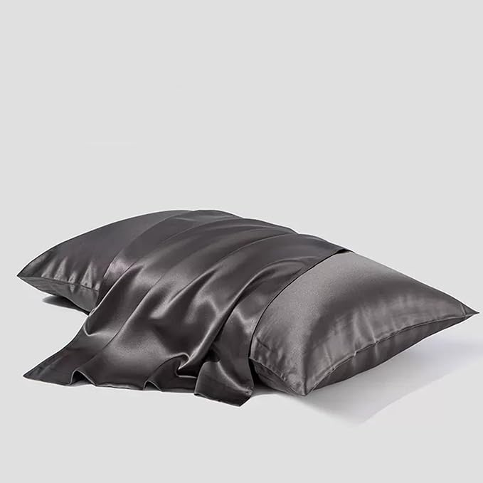 Pure Mulberry Silk Pillow Cases Standard Size, Oeko-TEX Certified 100% Silk Pillowcase for Hair and Skin, Premium 22 Momme silk zippered pillowcase, USA, Dark Gray, 1 Pc 20"x26" (Standard, Slate Grey)