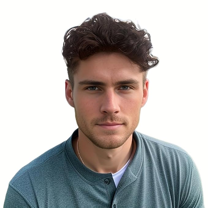 H&Bwig Men Short Toppers Hairpiece Brown with Clips in Hair Extensions for Covering White Loss Hair Toupee