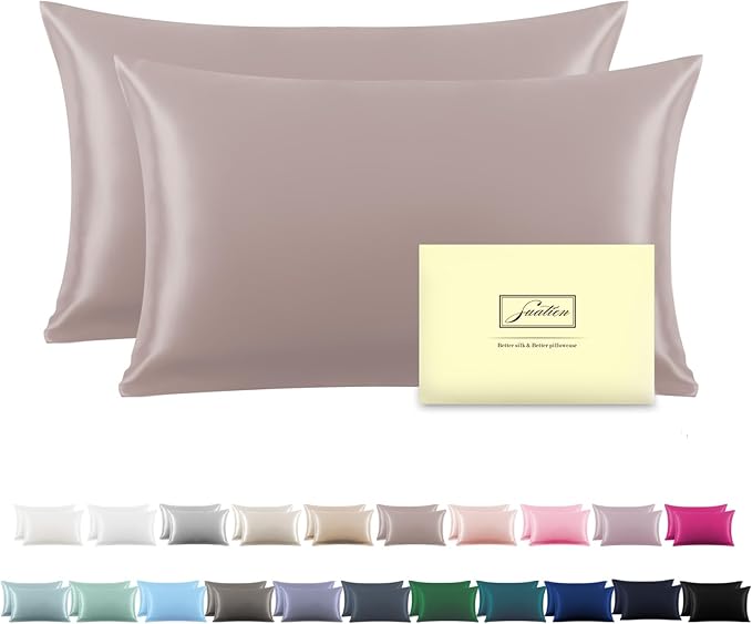 Silk Pillowcase for Hair and Skin,Soft,Breathable and Sliky 100% Queen Silk Pillow Case Set of 2,Both Sides Natural Mulberry Silk Pillowcases with Hidden Zipper(Queen Size 20"X 30",2pcs)