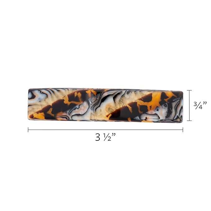 Earthy Stone Hair Barrette for Thin Hair, Classic Rectangle French Barrette for Women, Lightweight and Comfortable, Strong Hold, Lasco | France Luxe