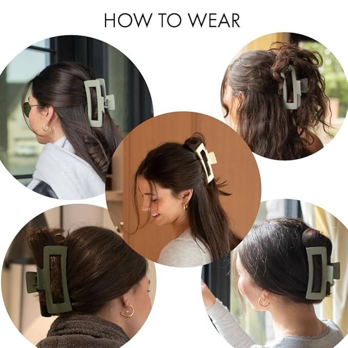 FRAMAR Green Hair Clips For Women Thick Hair - Extra Large Claw Clips for Thick Hair, Big Hairclips, Hairclips For Girls, Sage Green Accessories, Pinzas Para El Cabello - 4 Pack
