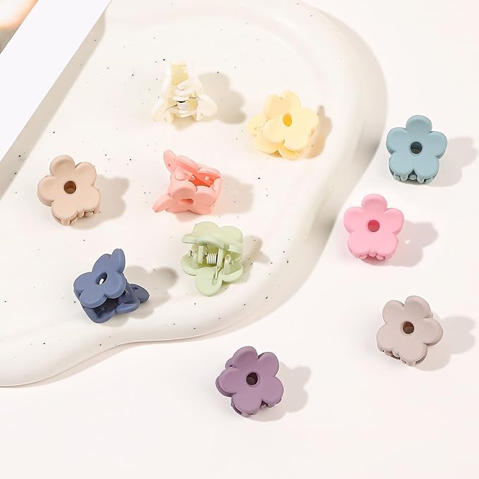 Small Hair Clips for Thin Hair - Mini Flower Clips, Tiny Strong Hold Cute Jaw Clips, Nonslip Hair Styling Accessories with Box