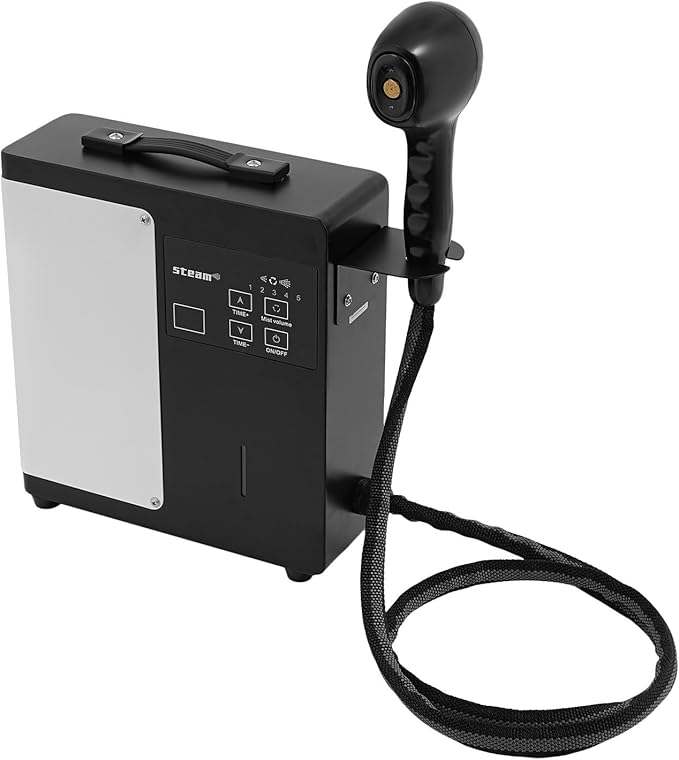 DNYSYSJ 1250W Professional Hair Steamer with Digital Display, Steamer Hair5-Level Nano Mist, Hot Mist Hair Steamer 500ml Tank for Salon/Home Hair Treatment, Portable & Adjustable (Black/White)