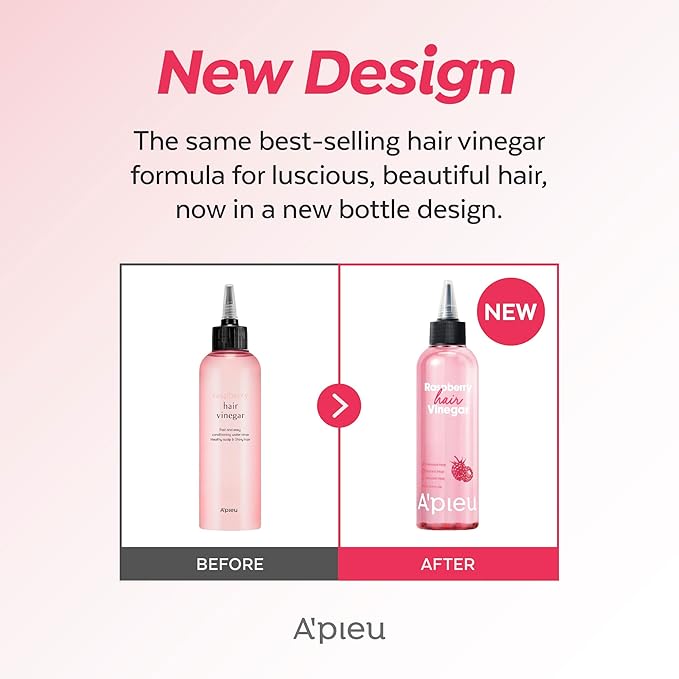 A’PIEU Raspberry Hair Vinegar [Refill] - Deep Scalp Clean & Detox for Oily Scalp, Buildup & Dandruff Scalp Treatment, pH-Balancing Rinse for Fresh, Shiny Hair, Korean Hair Care, 6.76 fl oz