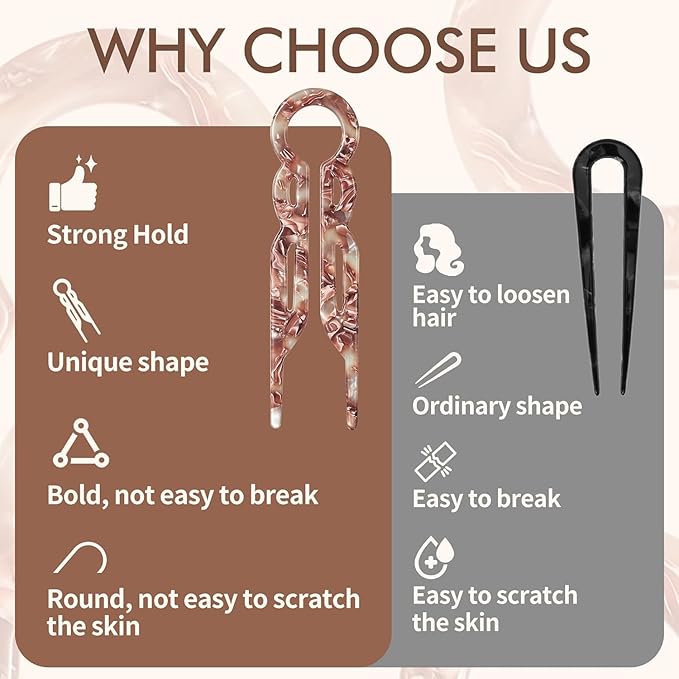 Prestige French Hair Pins, Acetate Leopard Print Hair Pin for Women,Suitable for All Hair Types (E-3PCS)