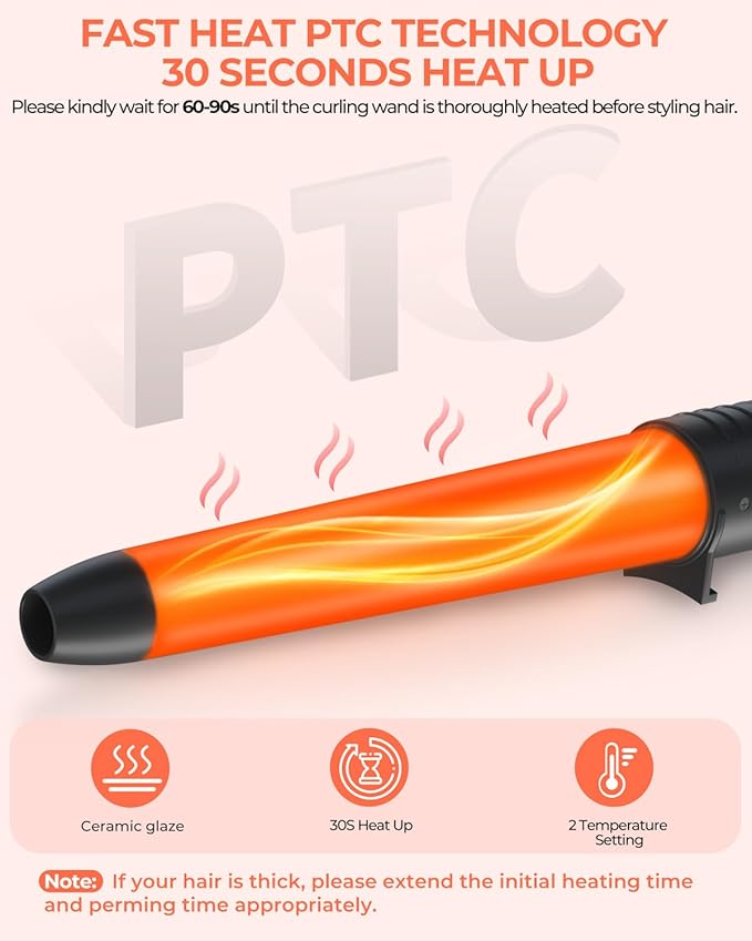 7 in 1 Curling Wand Set: Ohuhu Curling Iron Wand 7Pcs 0.35 to 1.25 Inch Interchangeable Ceramic Barrel Heat Protective Glove 2 Clips Dual Voltage Hair Curler Girl Women Mother Christmas Gift Black