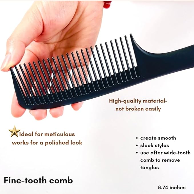VIVEDGE| Carbon Comb Set for Curly Hair Gift set| Anti Static Frizz-free Detangling Wide Tooth Parting Combs with Premium Hair Acccessories for Styling | Gift for loved ones(Pink-Light Yellow)