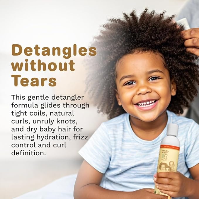 Leave-In Baby Conditioner & Moisturizer for Textured Hair, Detangler for Curls & Coils, Black & Brown Babies, African American Toddlers, Children & Kids of Color, 8 oz