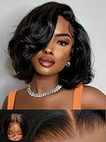 KLAIYI Light Yaki Straight Bob Loose Wave Pre Everything 13x4 Lace Front Wigs Human Hair Precut Lace Pre Plucked Bleached Glueless Wear and Go Wigs for Women Bye Bye Knots Wig Beginner Friendly 12Inch