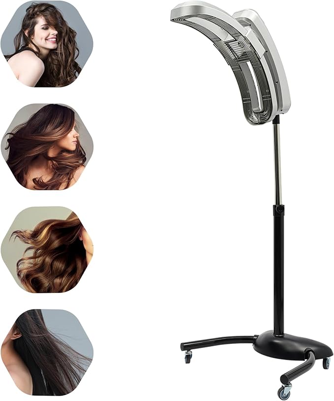 Hair Steamer Professional Hair Salon Steamer,Hair Steamer with Temperature and Time Adjustment,Free Standing Hair Color Treatment Processor with Wheels,(White 950w)