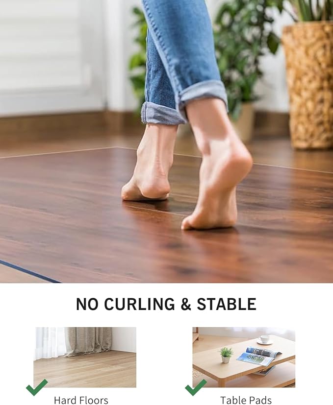 Clear Floor Mat for Home, 7'×9' Large Non-Slip Plastic Rug for Under Kitchen Table, Durable Waterproof Vinyl Area Mat for Baby Spills, Dog Accident, Anti-Scratch Floor Protector for Living Room
