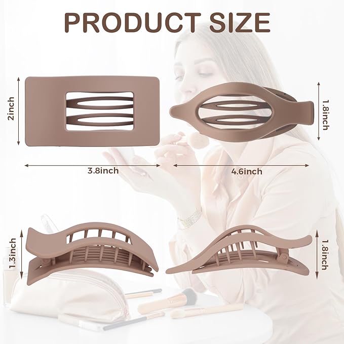 6 Pack Flat Hair Clips for Women Girls, French Flat Claw Clips for Think Hair Thin Hair with Strong Hold, Non-Slip, Matte Classic Barrettes for All Hair Styling