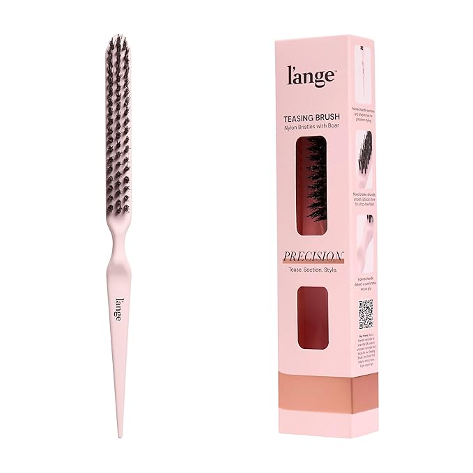 L'ANGE HAIR Detangling Teasing Brush with Nylon & Boar Bristles | Precise Sectioning | Adds Volume & Root Lift | Tames Flyaways & Frizz | Indented Grip | All Hair Types (Blush)
