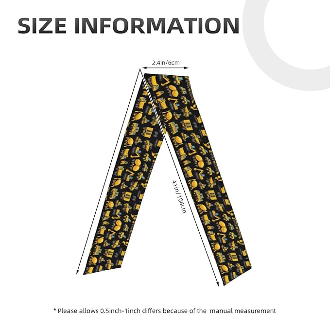 Men Women Sports Sweat Bands, Multifunction Long Head Ribbon for Yoga Workout Shower, Fashion Cool Black Yellow Buldozer Excavator Construct Machines Headwear Hair Decor