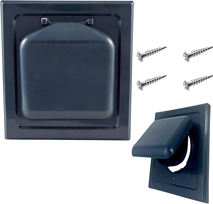 NO-PEST VENT, Exclusive Dual Door Dryer Vent Cover Outdoor 4 inch or Bathroom fan, Made in USA w Highest UV Resistant Plastic in any Outdoor Vent Cover (Deep Ocean Blue, 4 inch W/O Duct Tube)