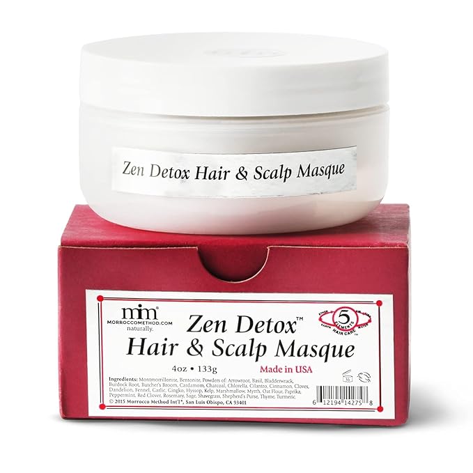 Morrocco Method Int'l Zen Detox Hair & Scalp Masque. 100% Natural Hair Conditioner for All Hair Types. Chemical Free. Raw. 4 oz.