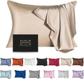 Mulberry Silk Pillowcase for Hair and Skin,Standard Size Cooling Silk Pillow Case with Hidden Zipper,Allergen Proof Dual Sides Soft Breathable Smooth Silk Pillow Cover for Women(King,Champagne)