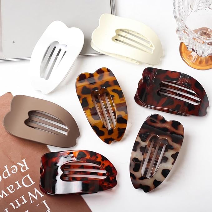 4 PCS Flat Hair Clips for Women, French Design Flat Hair Claw Clips, Strong Hold Matte Hair Barrettes for Women Thin Hair, Duck Billed Hair Clips for Daily Styling Christmas Gifts