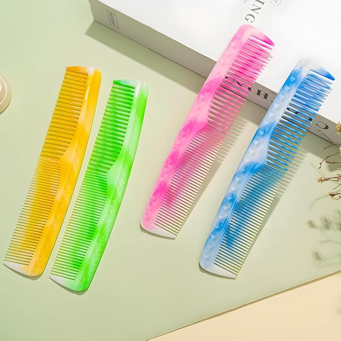 Hair Comb Set - Green, Wide-Tooth, Fine-Tooth, Rat Tail, and Dual Comb for Men and Women