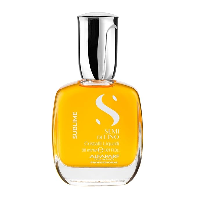 Alfaparf Milano Semi di Lino Sublime Cristalli Liquidi Hair Oil Serum with Thermal Protection - Anti Frizz Hair Serum & Smoothing Heat Protectant Spray with Vitamin E for Frizzy Hair (1.01 oz / 30 ml)