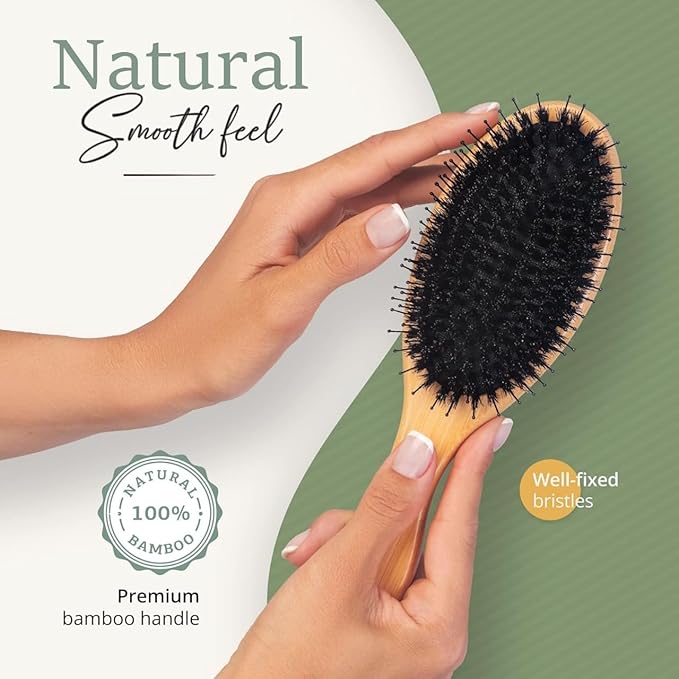 Belula Boar Bristle Hair Brush - Hair Brushes for Women & Mens Hair Brush, Detangler Brush, Hairbrush, Detangling Brush for Long, Curly or Any Type of Hair.