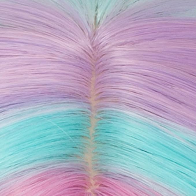BUFASHION 14" Women Short Rainbow Kinky Straight Cosplay Synthetic Wigs With Air Bangs 46 Colors Available (Rainbow)
