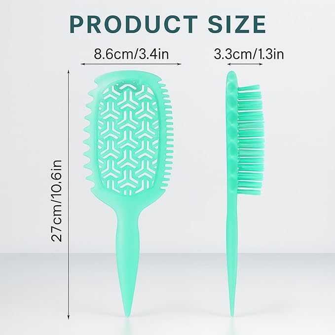 Curl Defining Brush, Vented Curly Hair Brush for Effortlessly Detangling Shaping and Styling, Candy Brush for Wet or Dry Hair Types for Women and Girl, Defining with Side Gear, Reduces Frizz (Green)