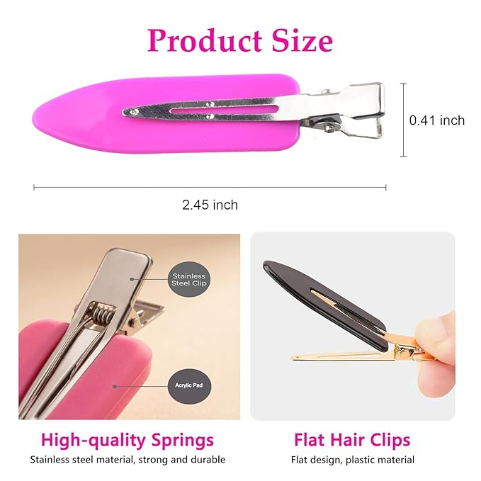 No Crease Hair Clips Makeup Pin Curl Clip Bulk 40Pcs Multicolor No Bend Dent Bang Creaseless Hair Clips for Makeup Application Bangs Hairpin Setting Pins Clip for Women Styling (Translucent Pink)