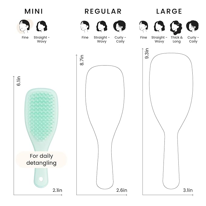 Tangle Teezer Fine & Fragile Ultimate Detangler Brush, Detangles & Reduces Breakage, Travel-Size Mini Hair Brush, Mint