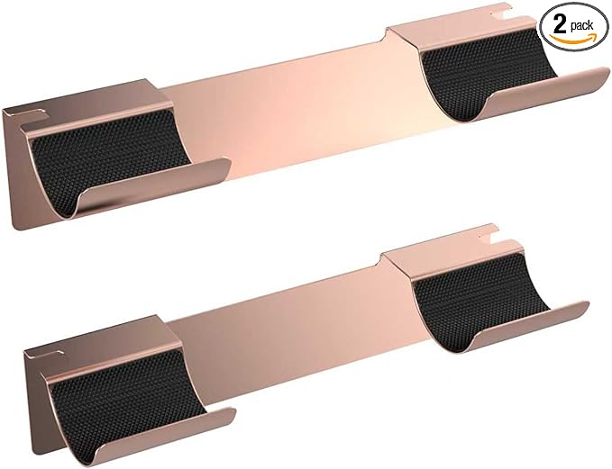 2 PCS Wall Mount Curling Iron Holder and Hair Tool Organizer with Adhesive, Multifunctional Hot Flat Iron and Hair Straightener Holder Storage Stand for Vanity, Cabinet and Wall, Rose Gold