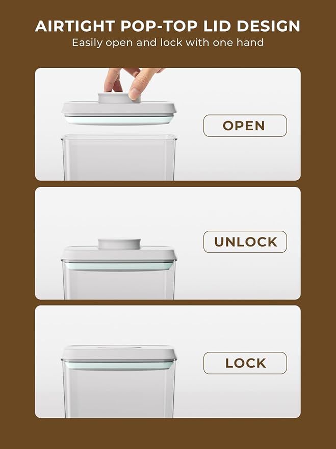 Pop Storage Set – 4 Pack Airtight Food-Grade Containers with Lids, BPA-Free, with Measurement Marks for Flour, Sugar, Pantry Organization