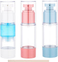 Segbeauty 1oz Refillable Small Airless Pump Bottles, 3pcs Empty Travel Size Containers for Creams, Mini Vacuum Lotion Travel Bottles for Toiletries, 30ml Pump Dispenser Sample Containers for Liquids