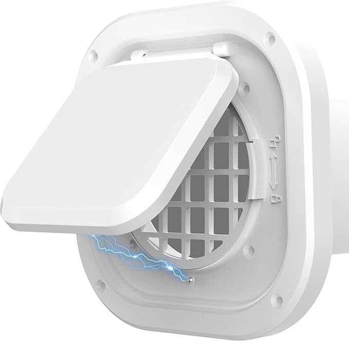 Dryer Vent Cover Outside 4 inch, Magnetic Door Design, Durable Airflow Vent with Lint Trap Screen, Thickened Material, 7 inch x 7 inch Size, White
