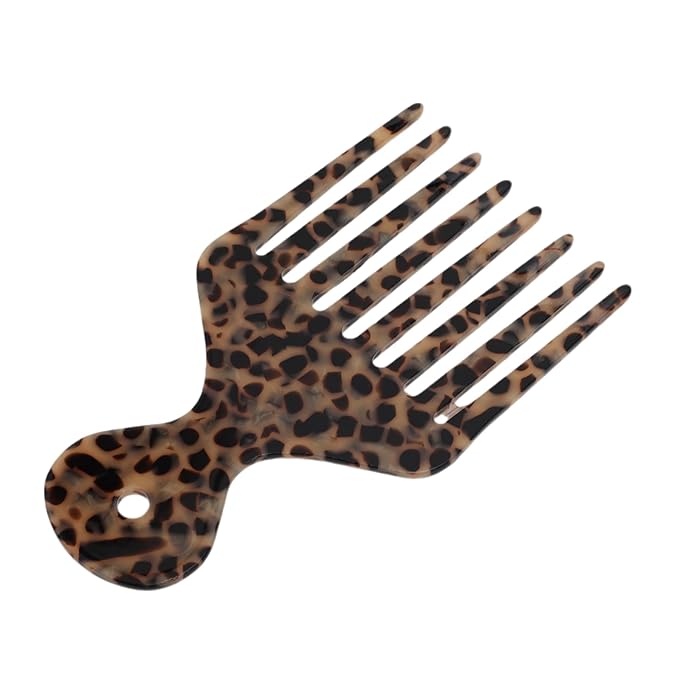 VOCOSTE Hair Picks for Curly Hair, Gentle Detangling Wide Tooth Comb, Afro Pick, Hair Pick Comb, Hangable Hair Styling Tool for Hair Care, Black Brown