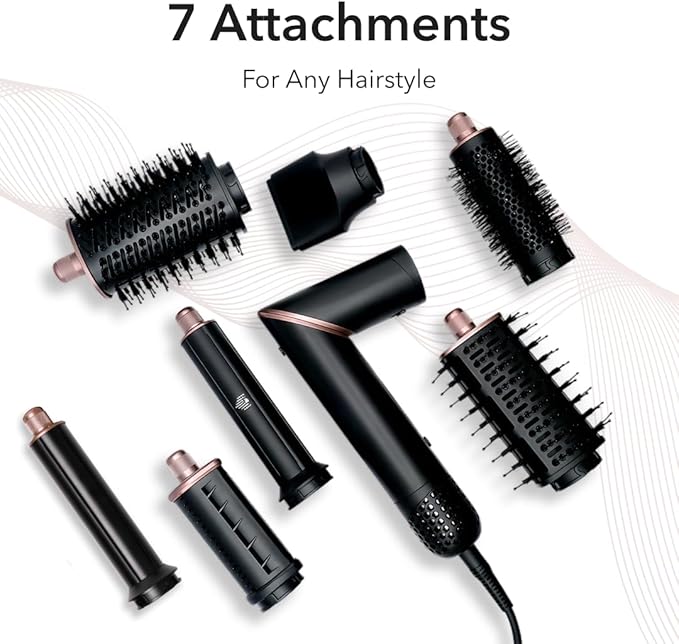 SRILabs StyleWrap Pro 7-in-1 Coanda Air Hair Multi Styler Dryer Brush with Negative Ions, Lighter and Foldable Design, Quiet Brushless Motor, Aviation-Grade Aluminum, Memory Function