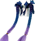 2PCS Helmet Pigtail Motorcycle Helmet Ponytail Bicycle Helmet Braids Hair Tails Used for Any Helmets/Suction Cup Reusable Design 2PCS(Helmet Not Included) (Black-Blue-Purple)