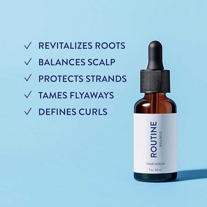 Routine Wellness Hair Treatment Serum for Thinning Hair - Plant-Based Rosemary, Tea Tree & Argan Oils Blend for Strength, Shine & Softer Hair - Clean Ingredients, All Hair Types - 30ml (Pack of 2)