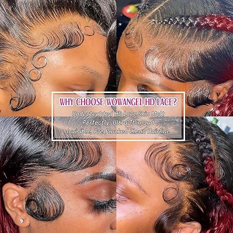 AMIRTY 30Inch 250 Density Burgundy Deep Wave Lace Front Wigs Human Hair Pre Plucked Wigs 13x6 1B/99J Water Wave Human Hair for Women Drawstring Wig Human Hair13x6 HD Burgundy Deep Human Hair Wig
