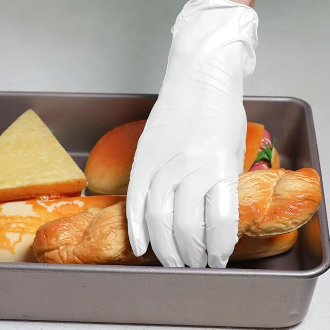 Disposable Gloves Small, Nitrile and Vinyl Blend Material Gloves, Latex Free 4 Mil 200 Pc Food Grade Glove for Cleaning, Food Prep, Hair Dye, Tattoo, White