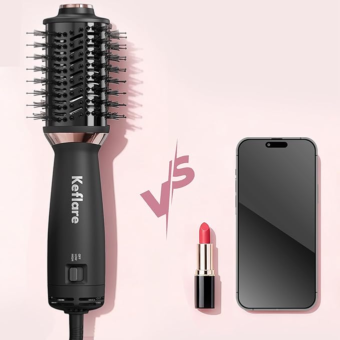 Mini Dual Voltage Hair Dryer Brush, 2-in-1 Hot Air Brush for Travel, One Step Blow Dryer & Styler for Drying, Smoothing and Volumizing Hair