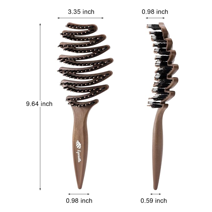 Hair Brush, For All Hair Types, Detangler Hairbrush, Durable Boar Bristle Brush, Vented Design, Massage The Scalp, Curved Paddle Elevates Your Experience