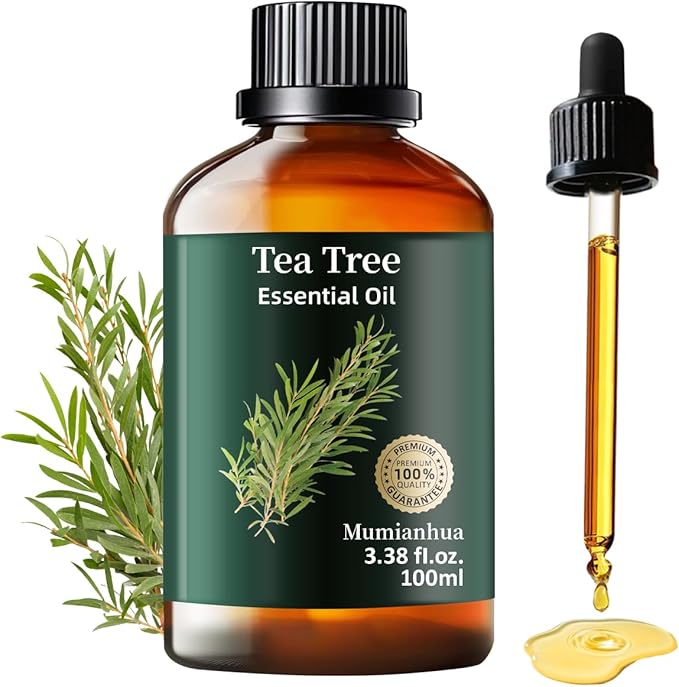 Pure Tea Tree Essential Oil, Mumianhua Natural Purifying Oil for Home & Outdoor Protection, Aromatherapy for Cleansing Air, Diffuser, Hair, Skin & Nail Care, 3.38 Fl Oz