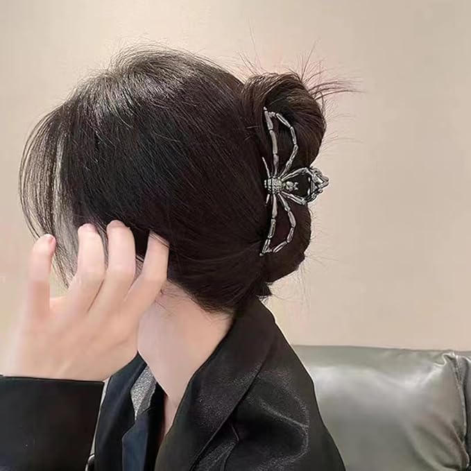 Large Realistic Black Metal Spider Claw Hair Clips - Strong Hold Nonslip Halloween Hair Accessories for Thick and Thin Hair