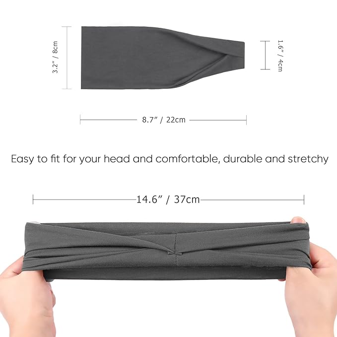 DRESHOW Yoga Sports Headbands for Women Elastic Non-Slip Headbands Workout Running Hair Bands 6 Pack