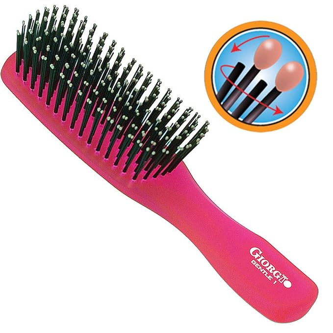 Giorgio GIO1 Gentle Hair Brush Dresser Size. Wet & Dry Pro Hair Brush Detangler. Soft for Sensitive Scalp. Good For Men Women & Kids All hair lengths. Durable and Anti-Static. (Set, Red)