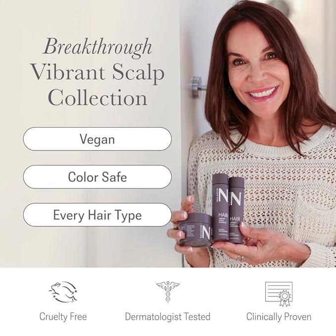 NULASTIN Vibrant Scalp Travel Kit - Hair Shampoo (2.54 Fl Oz), Conditioner (2.54 Fl Oz) & Scalp Scrub (1.7 Fl Oz) for Fine Hair - Volumizing, Color‑Safe & Vegan Hair Set (3 Count)